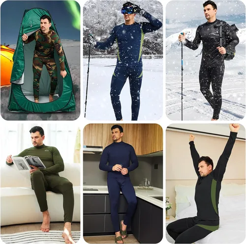 Miniatura 8 de romision Thermal Underwear for Men Long Johns Fleece Lined Hunting Gear Bottom Top Set Base Layer for Cold Weather XS-4XL
