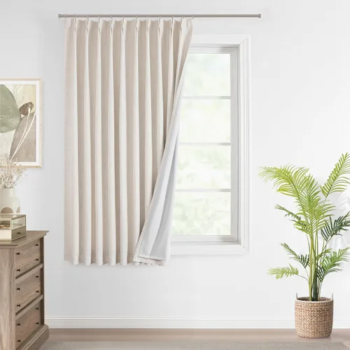 Miniatura 67 de Vision Home Cortinas marrones con pliegues pinzados de bloqueo total, cortinas de ventana de lino mezclado para oscurecimiento de la habitación, 95