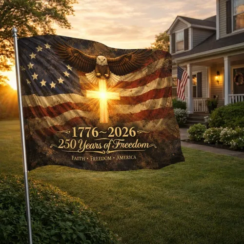 Miniatura 3 de Bandera de Estados Unidos 250 – Bandera patriótica de 3 capas de doble cara de 3 capas para exteriores, We The People 1776-2026 - Cartel patriótico