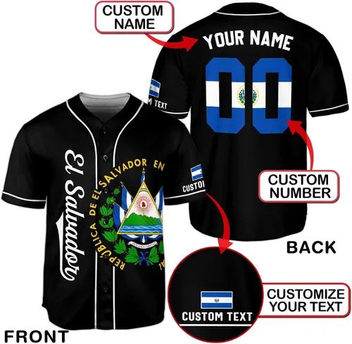 Miniatura 3 de CHIARA CONTI11 El Salvador Jersey Béisbol, Camiseta de fútbol de El Salvador, Camiseta de béisbol personalizada de El Salvador Hombres