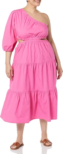 Miniatura 4 de The Drop Vestido midi escalonado de abril con un solo hombro para mujer