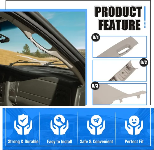 Miniatura 3 de ECOTRIC Manija de agarre para pilar A compatible con lado derecho para 2002-2010 Dodge Ram Pickup, reemplazo para 1TE74TL2AA 5GR28TL2AE, manija