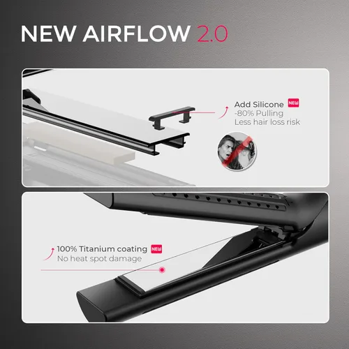 Miniatura 5 de TYMO Airflow 2.0 - Plancha rizadora de pelo 2 en 1, rizador de pelo 2 en 1, varita rizadora de 1.25 pulgadas para cabello largo y corto, doble Negro