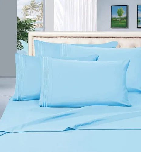 Elegant Comfort Juego de sábanas de 4 piezas de calidad egipcia de 1500 hilos, ultra suave, resistente a las arrugas, la decoloración y las manchas,