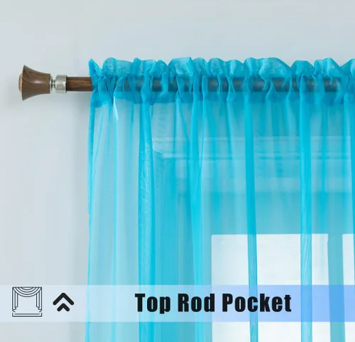 Miniatura 2 de WPM - Cortinas traslúcidas de gasa transparente con bolsillo para barra, 2 paneles de cortinas traslúcidas para dormitorio, cocina, sala de estar