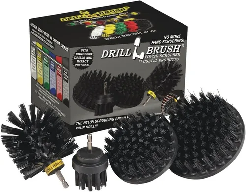 Drillbrush Kit de limpieza para parrilla de barbacoa, cepillo seguro de nailon para parrilla, juego de cepillos de taladro, accesorios de limpieza
