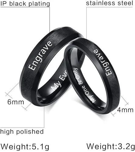 Miniatura 4 de Fortheday Juego de anillos personalizados a juego para él y ella, anillos de promesa personalizados para parejas, juego de anillos de compromiso