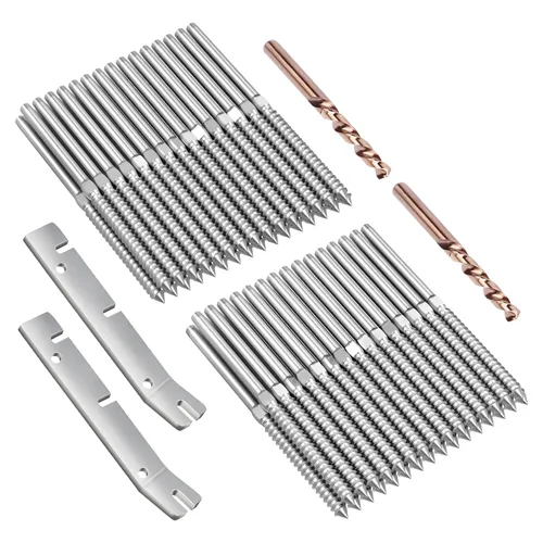 Miniatura 9 de BLIKA Paquete de 120 tornillos de acero inoxidable T316 con rosca de mano derecha e izquierda para postes de madera de 1/8" de kit de barandilla