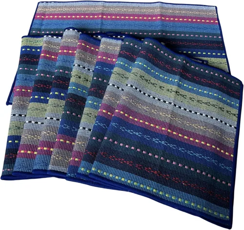 Miniatura 4 de WAZAIGUR Manteles tejidos a mano con 100% algodón, manteles coloridos trenzados acanalados duraderos con aislamiento térmico para mesa, juego de 4