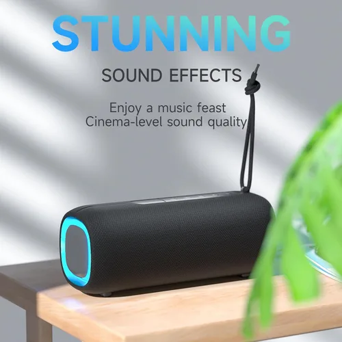 Miniatura 2 de Altavoz Bluetooth portátil, altavoz Bluetooth inalámbrico con sonido estéreo claro y fuerte, altavoces impermeables IPX5 con luces RGB, BT5.3, largo