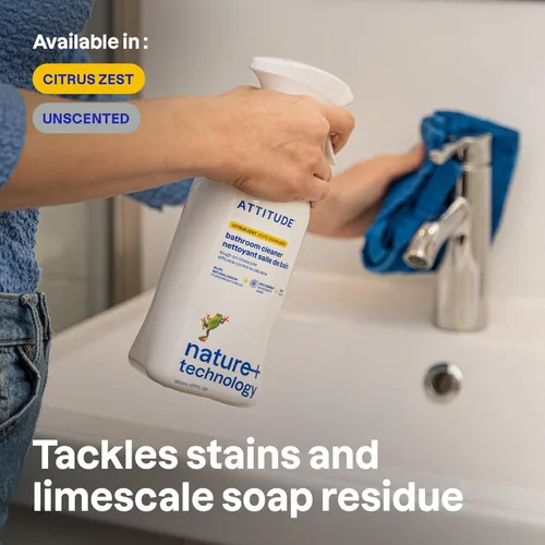 Miniatura 2 de ATTITUDE Spray limpiador de baño, verificado por EWG, a base de plantas y vegano, seguro para superficies de baño, azulejos, bañeras, paredes