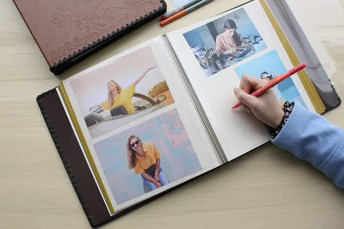 Miniatura 2 de Álbum de fotos Beautyus, álbum familiar autoadhesivo para manualidades, cubierta de piel, con capacidad para fotos de 3 x 5, 4 x 6, 5 x 7, 6 x 8 y 8