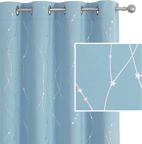 SMILE WEAVER - Cortinas opacas azules para dormitorio de 72 pulgadas de largo, 2 paneles, diseño impreso, cortinas para oscurecer la habitación,