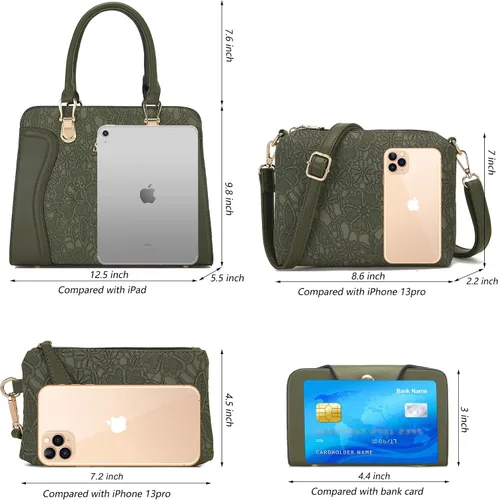 Miniatura 16 de Bolsos de mano de moda para mujer, bolsa de hombro, asa superior, bolsa de mano, juego de 4 piezas