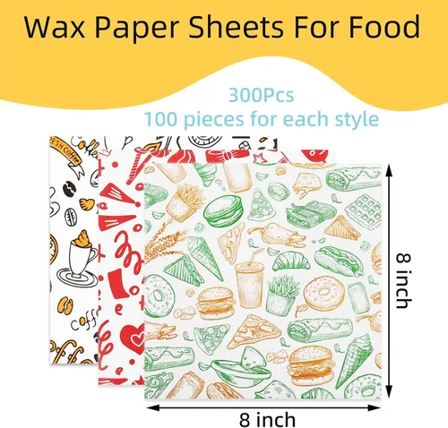 Miniatura 2 de 300 hojas de papel de delicatessen de 8 x 8 pulgadas, hojas de papel encerado para alimentos, papel de envoltura de sándwich resistente a la grasa