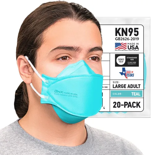 Miniatura 13 de BNX - Paquete de 20 mascarillas KN95, mascarilla desechable de partículas KN95 fabricada en Estados Unidos, estilo tri-fold cup/fish