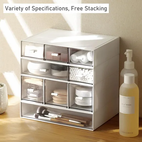Miniatura 4 de Organizador de cajones de escritorio, cajones de almacenamiento apilables, caja de almacenamiento de escritorio compacta de plástico, ideal