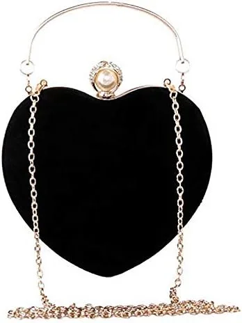 Miniatura 6 de Bolso de mano en forma de corazón para mujer, bolso de hombro de terciopelo, bolsos de noche