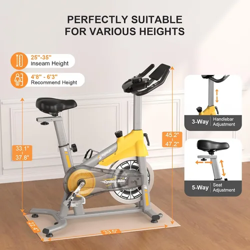 Miniatura 7 de Exercise Bikes for Home, Exercise Bike with Adjustable Friction, Brake Pad Resistance Silent Belt Drive, 330lbs Weight Capacity &Upgraded Version