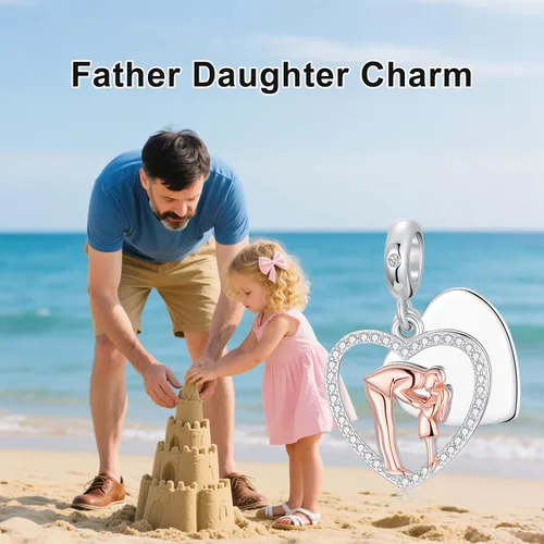 Miniatura 97 de PROESS Dije para padre, madre e hija, pulsera de plata de ley para pulseras, regalos de cumpleaños, día de San Valentín, para hija, madre, amante