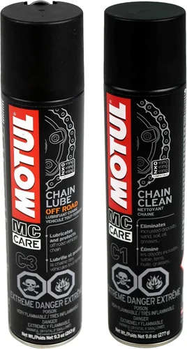 Miniatura 2 de Motul Juego de cuidado de cadena: limpiador de cadena (C1) y lubricante de cadena todoterreno (C3), juego de mantenimiento de motocicleta, seguro