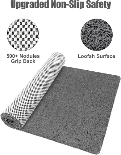 Miniatura 3 de Yonala - Tapete de ducha extra grande, 31.5 x 47.2 pulgadas, tapete de ducha antideslizante para interior de ducha/baño, tapete de ducha de PVC Gris