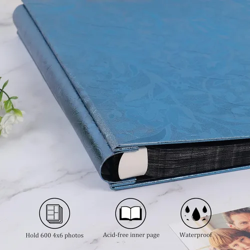 Miniatura 4 de RECUTMS Álbum de fotos con cubierta de cuero, 600 bolsillos, para fotos de 4 x 6 pulgadas, 5 por página, regalo del día de San Valentín, álbum