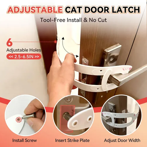 Miniatura 3 de TGIOW Pestillo de puerta para gatos, 2 pestillos de puerta para gatos que mantienen a los perros fuera de la caja de arena y alimentos, tapón