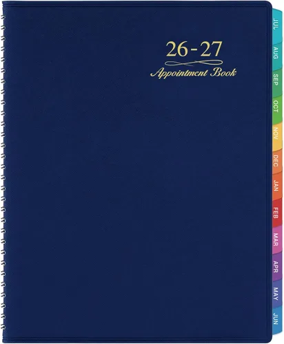 Agenda y planificador 2026 - Agenda semanal de citas 2026, enero - diciembre 2026, 21 x 29 cm, planificador diario/por hora con pestañas, 15 Azul