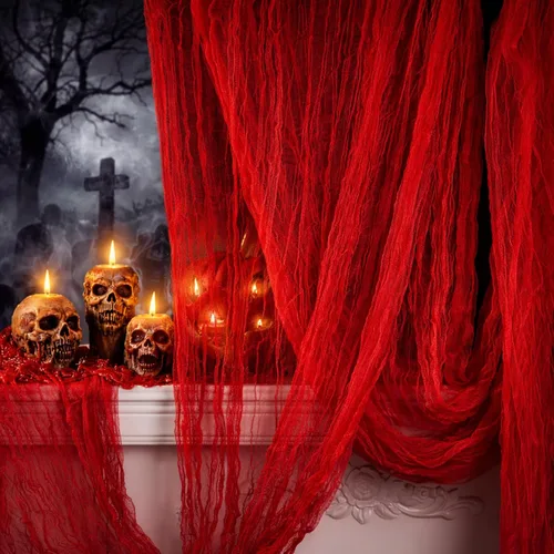 Miniatura 18 de Watayo Paquete de 8 paños espeluznantes de Halloween, tela espeluznante de 72 x 30 pulgadas, tela de araña elástica de Halloween, gasa espeluznante
