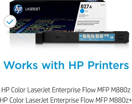 Miniatura 2 de HP Cartucho de tóner cian 827A Funciona con HP Color LaserJet Enterprise Flow MFP M880 Series CF301A