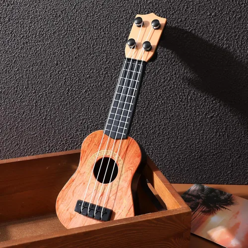 Miniatura 6 de Toddmomy Mini ukelele de juguete para niños de 9.84 pulgadas pequeño modelo de guitarra de plástico instrumento musical juguete educativo