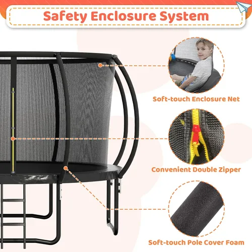 Miniatura 3 de Zevemomo Trampolín al aire libre para niños y adultos, trampolines de calabaza con red de seguridad, escalera, marco de metal con revestimiento