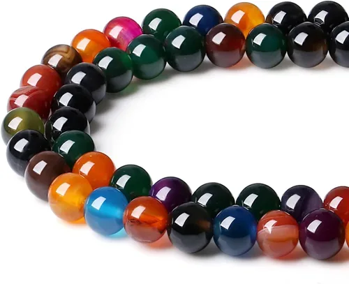 Miniatura 35 de LAIDANLA Cuentas de piedra natural de turmalina rosa y jade, cuentas sueltas redondas de 8 mm, cuentas de piedra preciosa para hacer pulseras, Jade