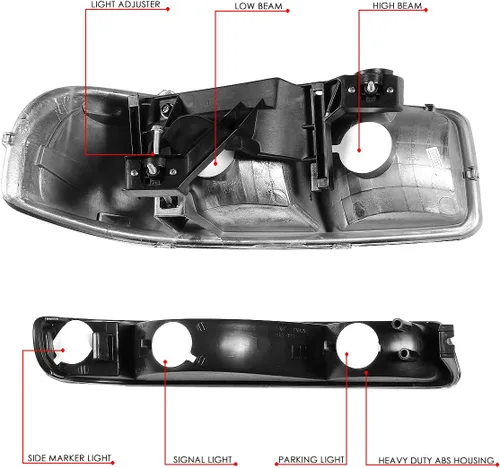 Miniatura 6 de DNA MOTORING HL-OH-SIE994P-BK-AM - Faros delanteros de esquina color ámbar compatibles con Sierra 99-07 / 00-06 Yukon XL 1500 2500