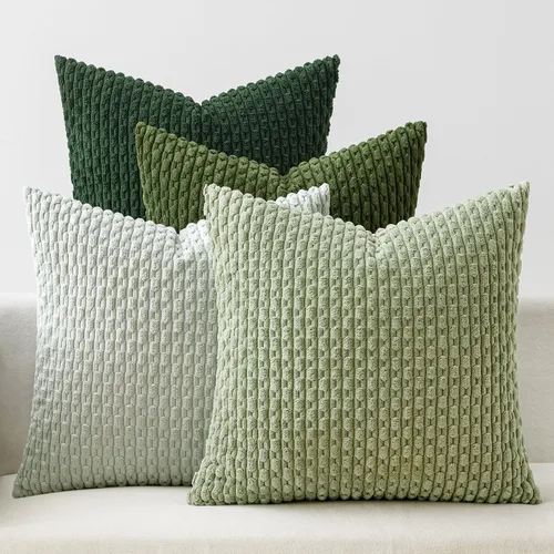 Miniatura 14 de MIULEE - Juego de 4 fundas de almohada suaves para sofá, decorativas, estilo bohemio, con rayas, fundas de almohada de corduroy, decoración rústica