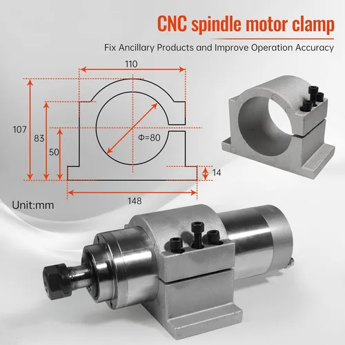 Miniatura 3 de RATTMMOTOR Kit de motor de husillo CNC 110V 2.2KW refrigerado por agua 3.150 in motor de husillo ER20 24000RPM 400HZ+2.2KW VFD 110V inversor