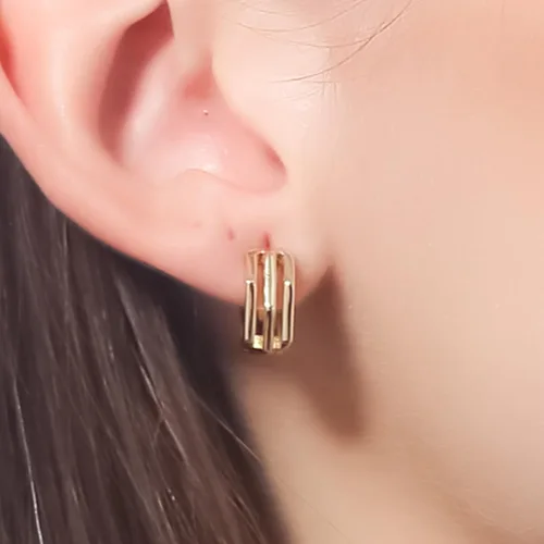 Miniatura 2 de ToHeart Pendientes Huggies de oro para mujer, pequeños aretes de aro de oro