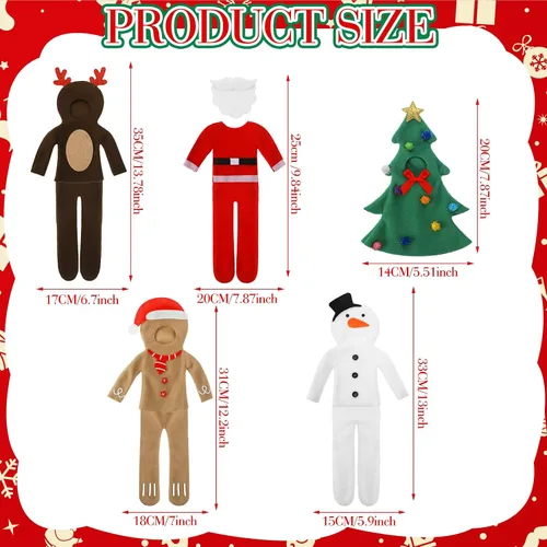 Miniatura 2 de HooLing Juego de 5 accesorios para muñecas, ropa de disfraz de Navidad, Papá Noel, alce, muñeco de nieve, pan de jengibre, árbol de Navidad, ropa