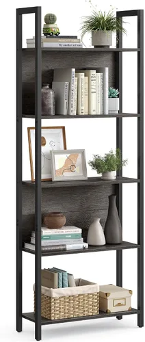 Miniatura 11 de VASAGLE ULLS025B50 - Estantería industrial de 5 niveles y marco de acero, para sala de estar, oficina en casa, dormitorio, 9.4 x 24.4 x 65 pulgadas