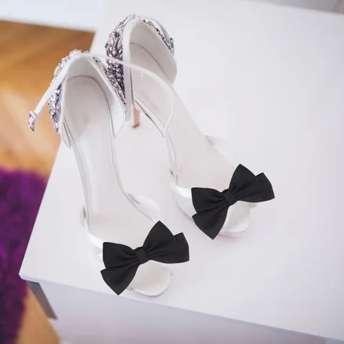 Miniatura 7 de LIFKOME Black Bow Shoe Clips Ribbon Detachable Shoes Buckle Wedding Bridal Shoe Buckle Shoe Charms Decoration for DIY
