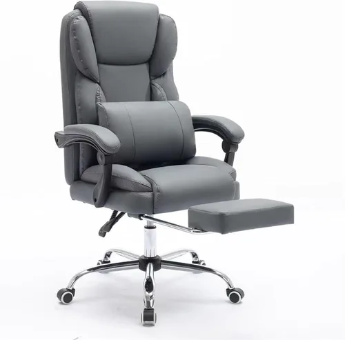 Miniatura 7 de Big and Tall Office Chair Heavy Duty Ergonomic Executive Desk Chair High Back PU Leather Computer Swivel Chair with Thick Padded Seat for Home White