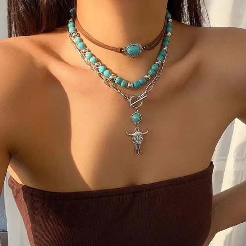 Miniatura 69 de Long tiantian Collares en capas para mujer, joyería occidental para mujer, collar de moneda apilable, collar de país, moderno, bohemio, verano