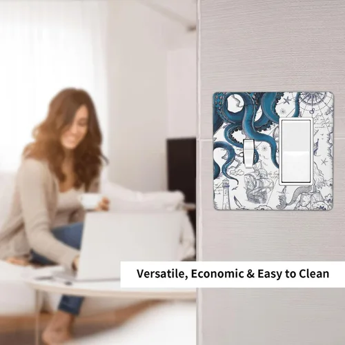 Miniatura 41 de Cubiertas de placa de pared de 3 gang con interruptor de luz de triple palanca, en negro y dorado con esplendor de oro rosa, estampado floral