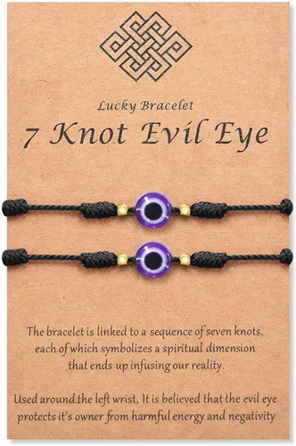 Miniatura 13 de Pulsera de 7 nudos contra el mal de ojo para mujeres, hombres y bebés, cuerda roja negra rosa, protección contra el mal de ojo, buena suerte, regalo