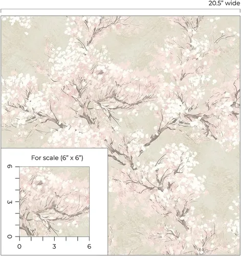 Miniatura 8 de NextWall Cherry Blossom Grove - Papel tapiz para despegar y pegar (pergamino y rosa)