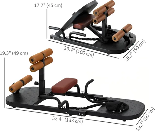 Miniatura 7 de Soozier - Máquina plegable de sentadillas sissy, máquina de empuje de cadera con soporte para flexiones y ruedas, equipo multiusos de entrenamiento