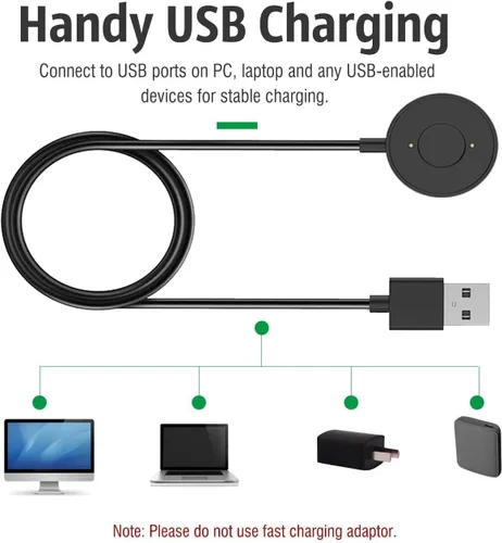 Miniatura 4 de Cargador compatible con Fossil Hybrid Smartwatch HR Accesorio Cargador rápido Cargador USB magnético - 3.3 pies (negro)