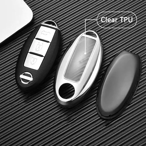 Miniatura 3 de para llavero de Nissan, funda de poliuretano termoplástico suave con protección de 360 grados, con llavero de cuero para Nissan Altima Maxima Murano