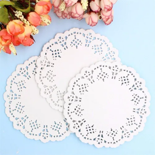 Miniatura 3 de DECORA - Tapones redondos de papel de encaje blanco de 3.5 pulgadas para decoración de vajilla de boda, paquete de 100